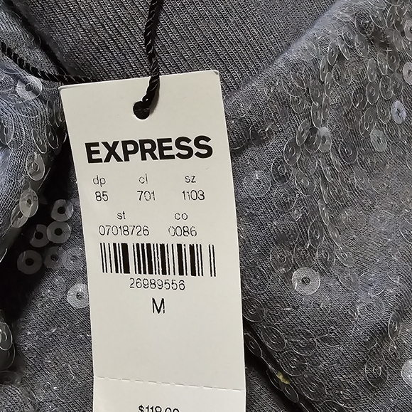 NWT Express High Waist Silver Sequins Wide Leg Pant in Heather Gray | Size M - Picture 6 of 11